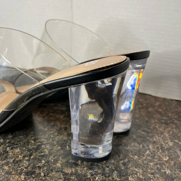 NEW BP Naomi Women's Size 10 Slide Sandals Clear Thick Heels 4" Block Heels - Picture 5 of 9